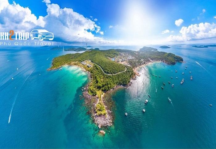 Tourists relaxing on a beach in Phu Quoc.