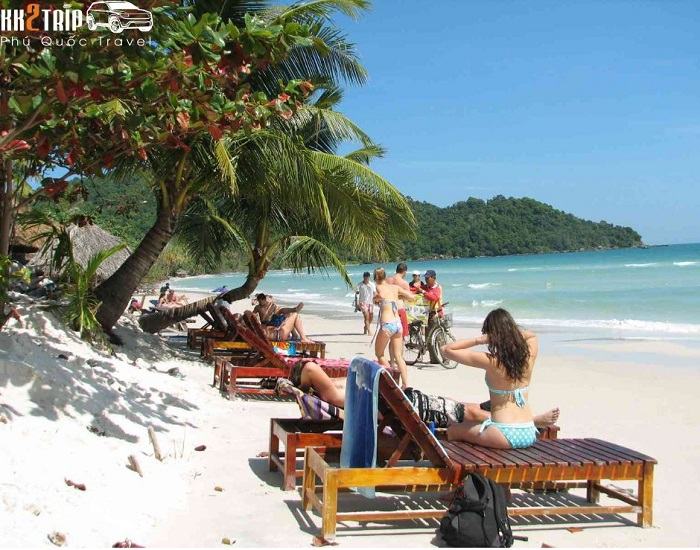 Swimming in the crystal-clear waters of Ong Lang Beach